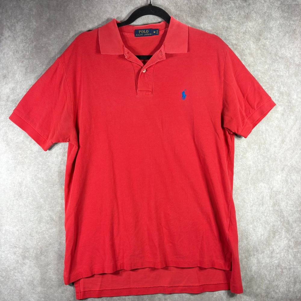 Polo Ralph Lauren Polo Shirt Mens M Red Classic Fit Short Sleeve Pique Cotton